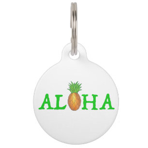 ALOHA Tropical Hawaiian Island Pineapple Fruit Pet Tag