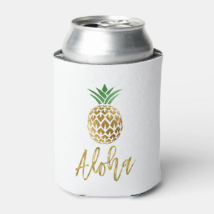 Aloha Tropical Hawaiian Pineapple Wedding White Can Cooler