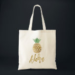 Aloha Tropical Hawaiian Pineapple Wedding White Tote Bag<br><div class="desc">Aloha Tropical Hawaiian Pineapple Wedding White and Faux Gold Foil Wedding Canvas Bag for a Hawaii Destination Wedding.</div>
