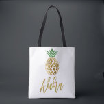 Aloha Tropical Hawaiian Pineapple Wedding White Tote Bag<br><div class="desc">Aloha Tropical Hawaiian Pineapple Wedding White and Faux Gold Foil Wedding Canvas Bag for a Hawaii Destination Wedding.</div>