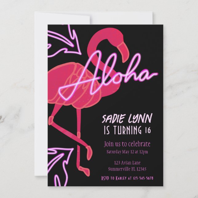 Aloha Tropical Hawaiian Sixteenth Birthday Invitation (Front)