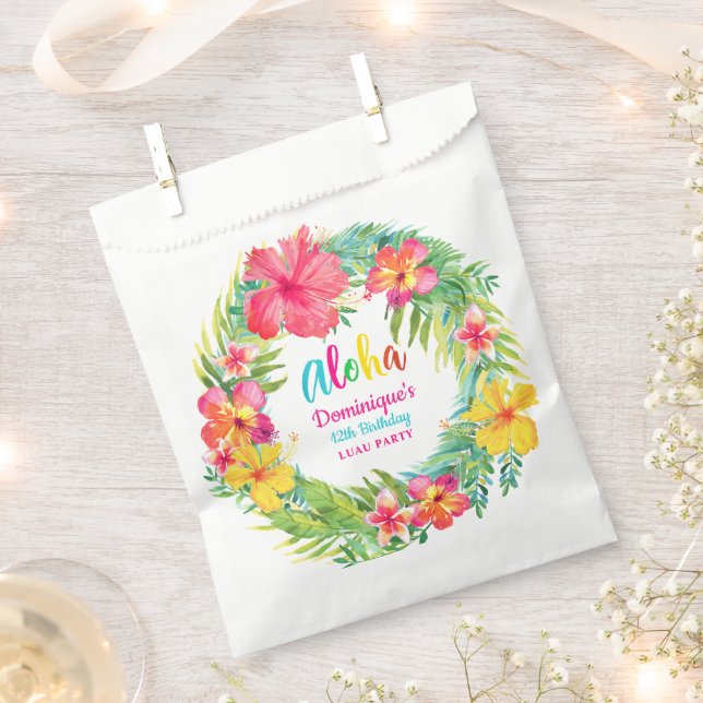 Aloha Tropical Hibiscus Luau Birthday Favour Bag (Clipped)