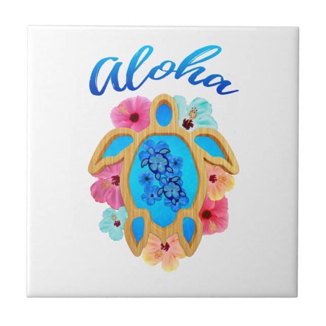 Aloha Tropical Honu Sea Turtle Ceramic Tile (Front)