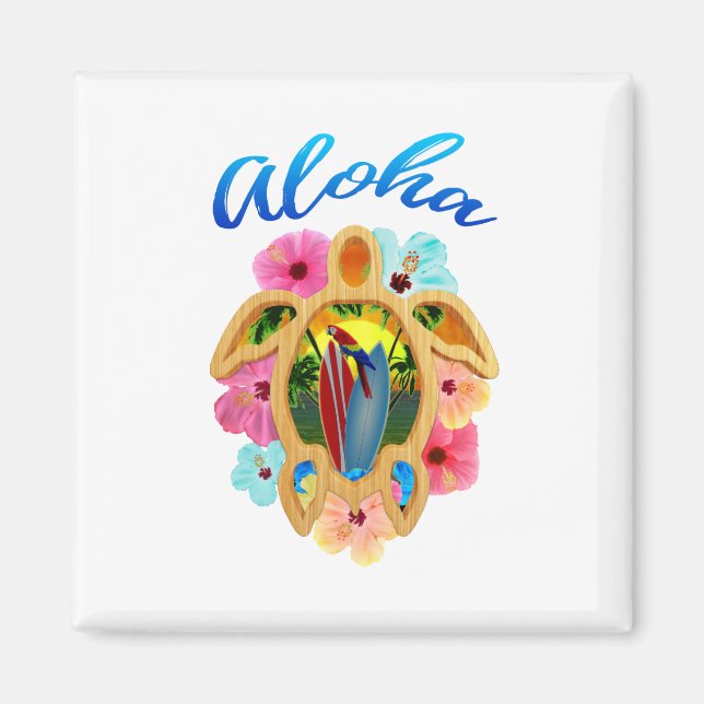 Aloha Tropical Honu Sea Turtle Magnet (Front)