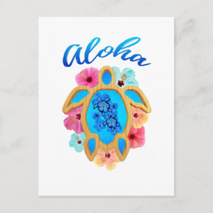 Aloha Tropical Honu Sea Turtle Postcard