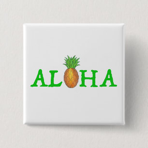 ALOHA Tropical Island Hawaiian Pineapple Fruit 15 Cm Square Badge