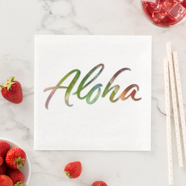 Aloha - Tropical Lettering - Hawaii Hawai'i Nature Napkin (Insitu)