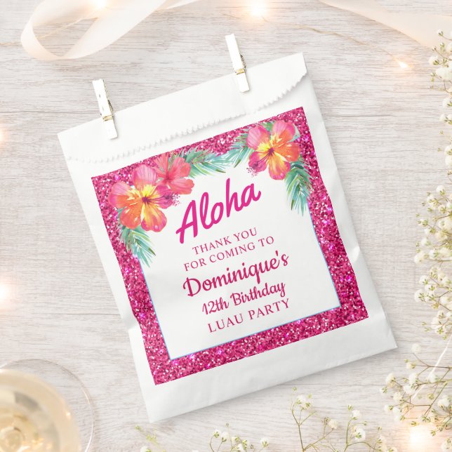 Aloha Tropical Luau Birthday Party Favour Bag (Clipped)