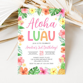 Aloha Tropical Luau Birthday Party Invitation