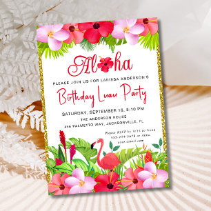 Aloha Tropical Luau Birthday Party Invitation