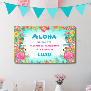 Aloha Tropical Luau Birthday Party Welcome  Banner