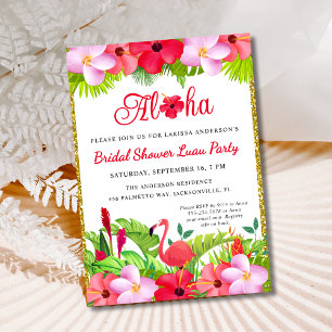Aloha Tropical Luau Bridal Shower Invitation