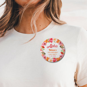 Aloha Tropical Luau Party Birthday  3 Cm Round Badge