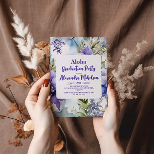 Aloha Tropical Luau Party Graduation Purple Invitation