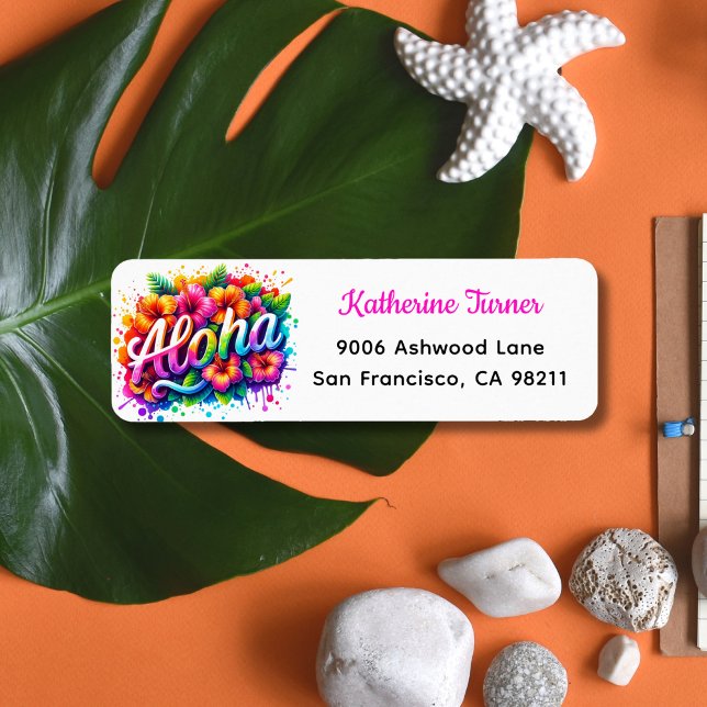 Aloha Tropical Luau Return Address Label (Creator Uploaded)