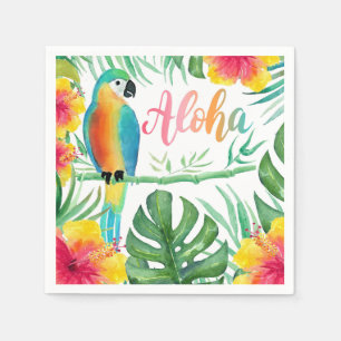 Aloha Tropical Parrot Hibiscus Palm Napkin