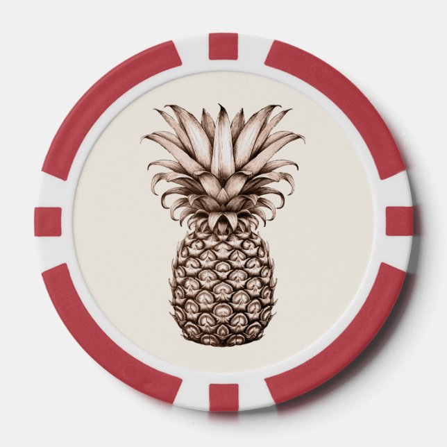 Aloha Tropical party with pineapple Poker Chips (Front)