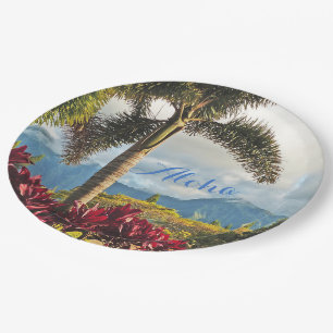 ALOHA/TROPICAL SCENERY PAPER PLATES
