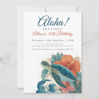 Aloha Tropical Sea Turtle Hawaiian Luau Birthday