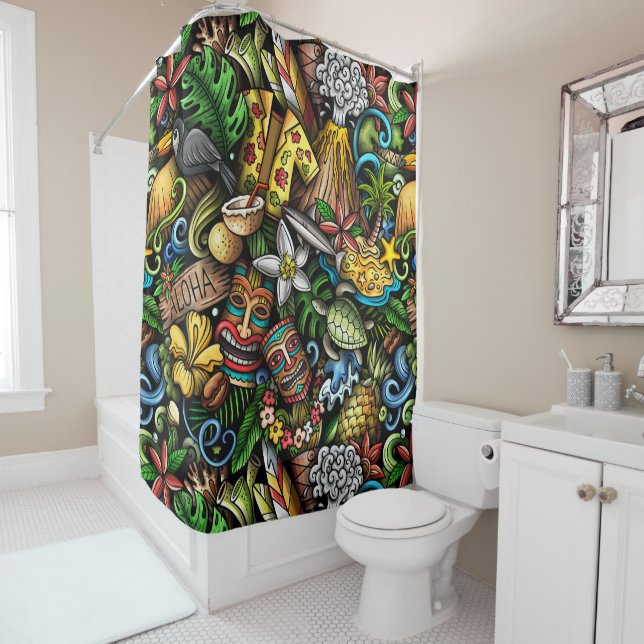 ALOHA Tropical  Shower Curtain (In Situ)