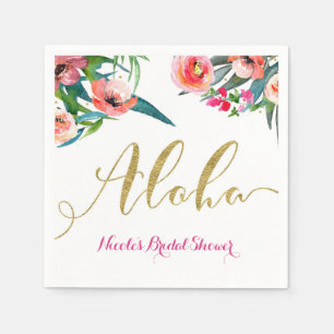 Aloha Tropical Summer Floral Bridal Shower Custom Napkin