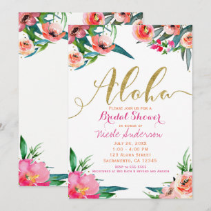 Aloha Tropical Summer Floral Bridal Shower Invitation