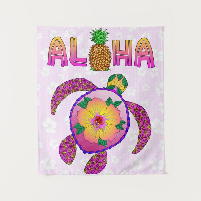 Aloha Tropical Turtle Tapestry (Front)