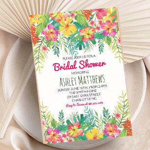 Aloha Tropical Watercolor Bridal Shower Invitation