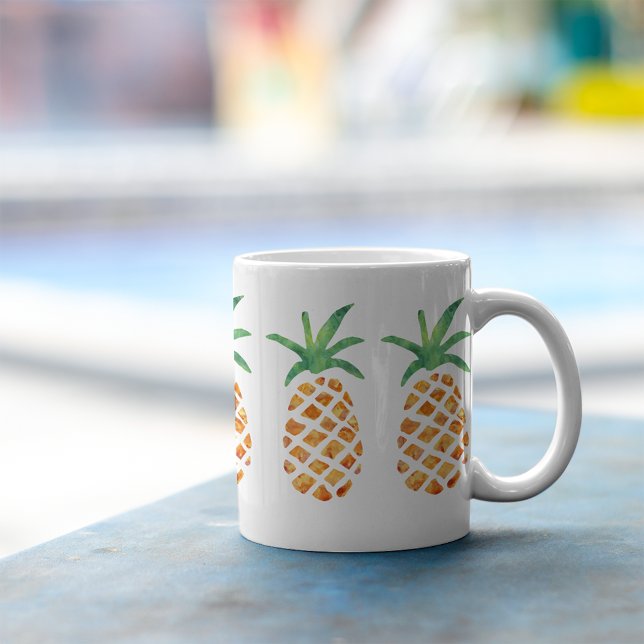 Aloha Tropical Watercolor Pineapple Coffee Mug (Creator Uploaded)