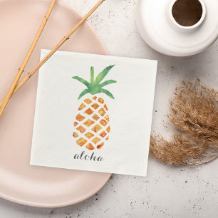 Aloha Tropical Watercolor Pineapple Napkin