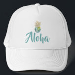 Aloha Tropical Watercolor Pineapple Trucker Hat<br><div class="desc">Aloha Tropical Watercolor Pineapple Trucker Hat</div>