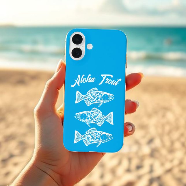Aloha Trout-Blue Hawaiian Case-Mate iPhone Case (Aloha Trout Fisherman Trend Hawaiian Fish Beach Summer phone case light blue)