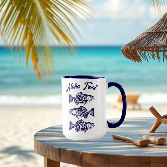 Aloha Trout-Blue Hawaiian Mug (Aloha Trout Fisherman Trend Hawaiian Fish Beach Summer Mug Blue)