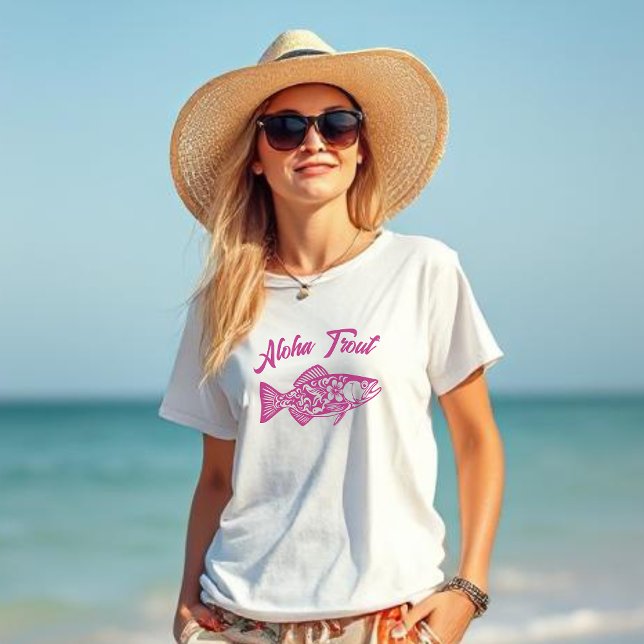 Aloha Trout-Fisherman Style T-Shirt (Aloha Trout Hawaiian Fisherman Core Pink)