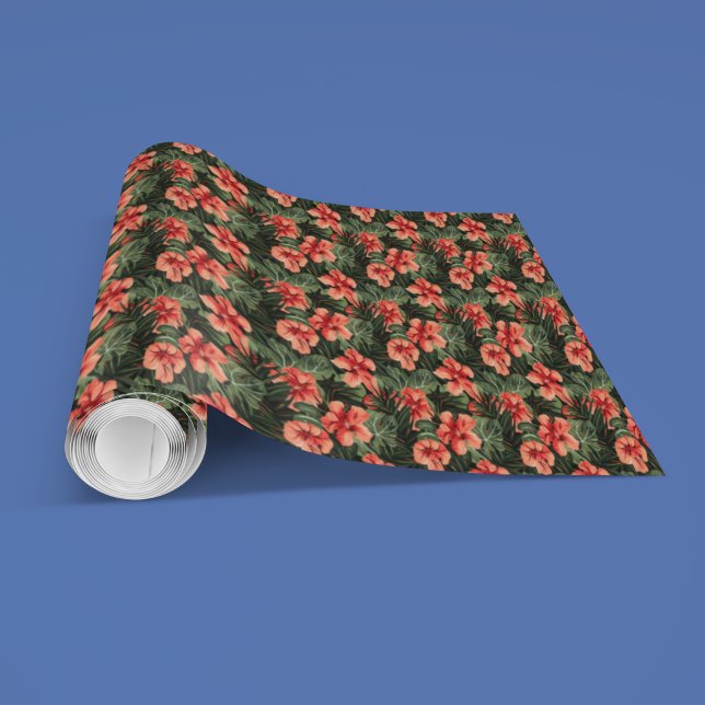 Aloha Ula Red Hibiscus Floral Pattern Wrapping Paper (Creator Uploaded)