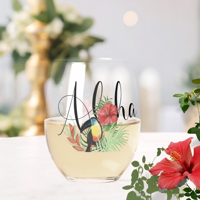 Aloha Vacation Retreat Keepsake Stemless Wine Glass (Aloha Vacation Retreat Keepsake Stemless Wine Glass)