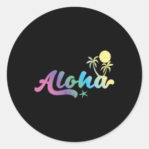 Aloha Vaporwave 80s Retro Hawaiian Boys Girls Classic Round Sticker