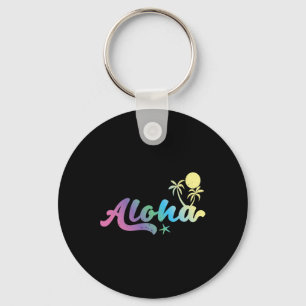 Aloha Vaporwave 80s Retro Hawaiian Boys Girls Key Ring