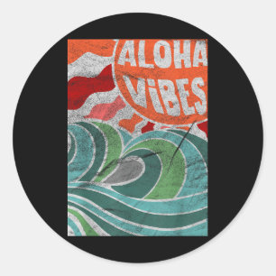 Aloha Vibes Hawaii Sunset Waves Classic Round Sticker