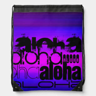 Aloha; Vibrant Violet Blue and Magenta Drawstring Bag