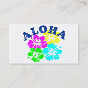 Aloha Vintage Business Cards Hawaiian flowers