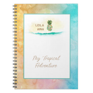 Aloha Watercolor Pineapple Island Notebook