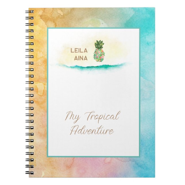 Aloha Watercolor Pineapple Island Notebook (Front)