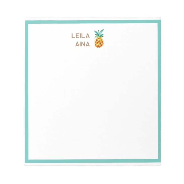 Aloha Watercolor Pineapple Notepad (Front)
