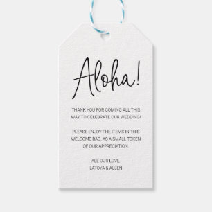 Aloha Welcome To Hawaii Gift Bag Basket Wedding Gift Tags