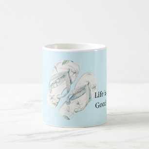 Aloha White Flowers Flip Flops Coffee Mug