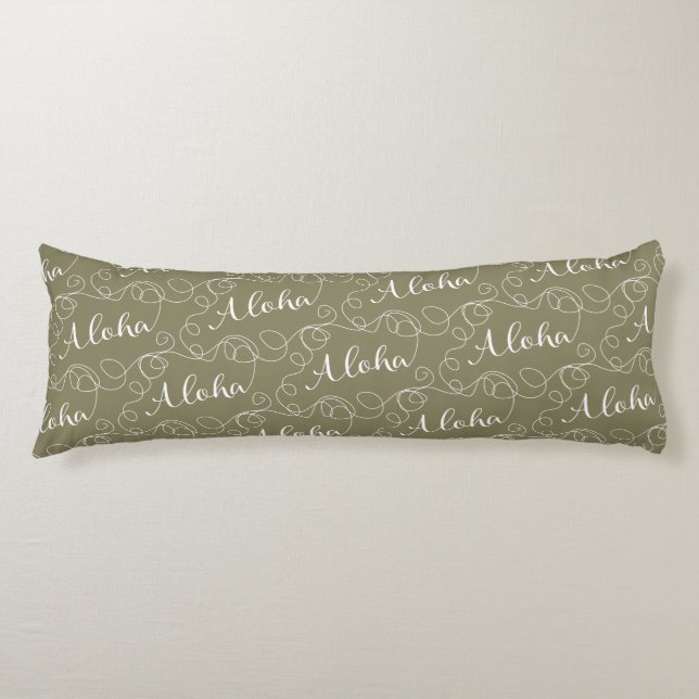 ALOHA white seamless pattern with LINES Body Cushion (Front)