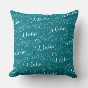 ALOHA white seamless pattern with LINES Cushion