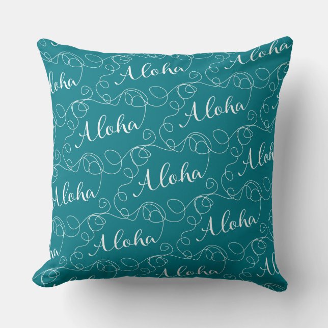 ALOHA white seamless pattern with LINES Cushion (Front)