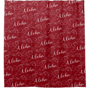 ALOHA white seamless pattern with LINES Shower Curtain